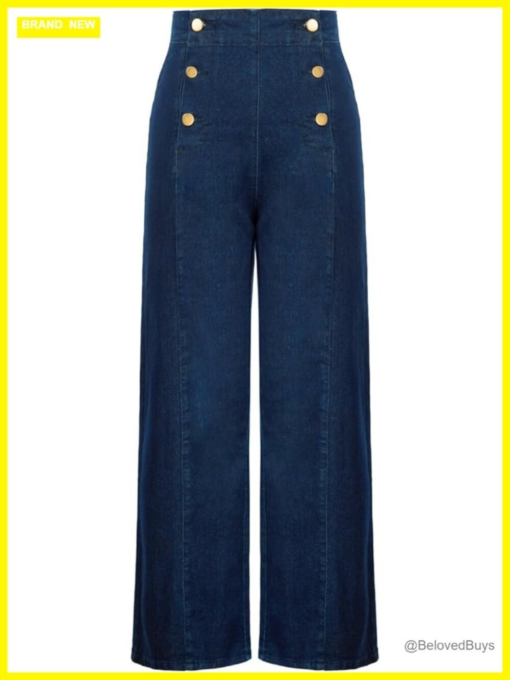High Waisted Wide Leg Stretchy Jeans with Pockets Button Decorated